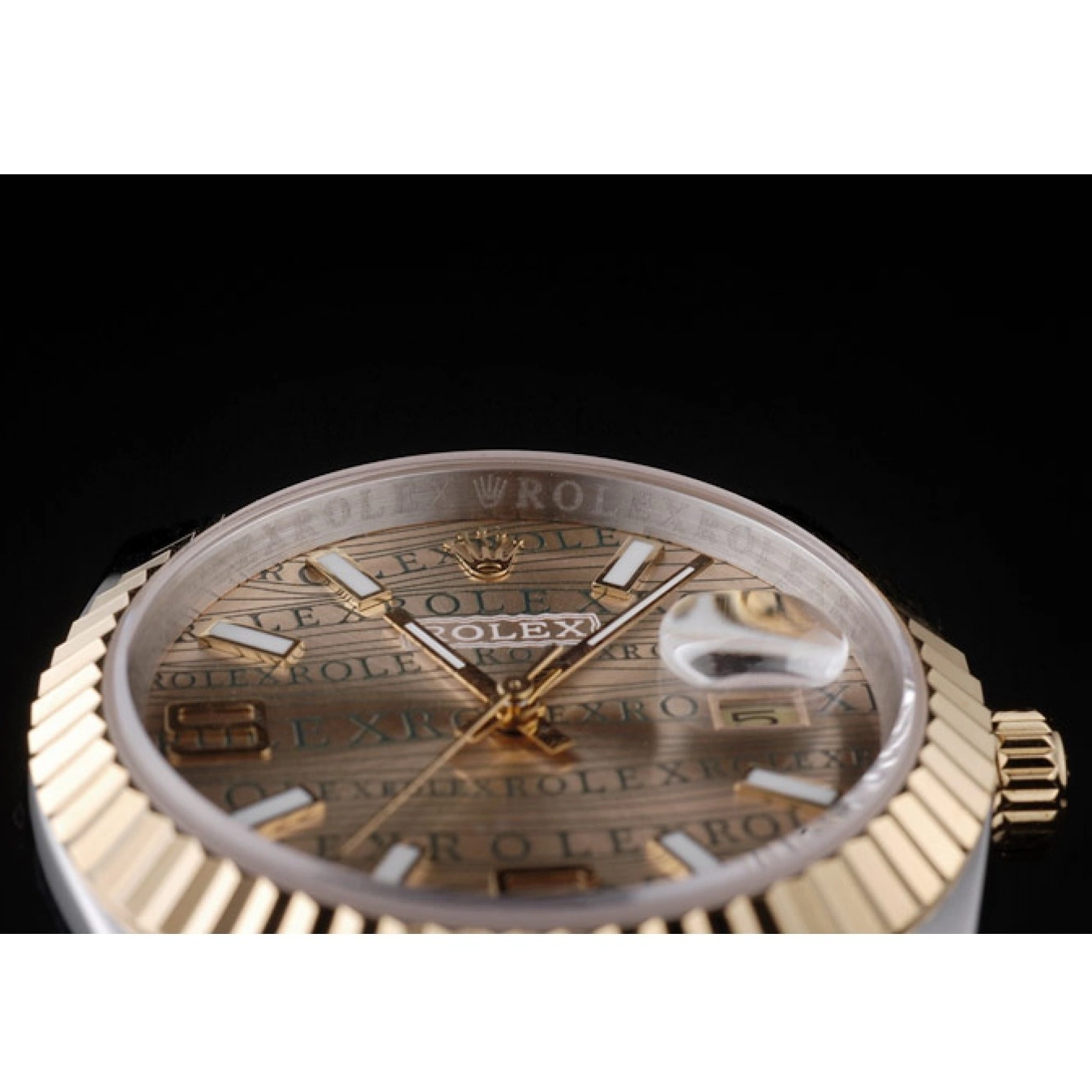Aaa replica watch Tone Dial PlatedGold Stainless Rolex 18k Two DateJust Steel Gold 0607